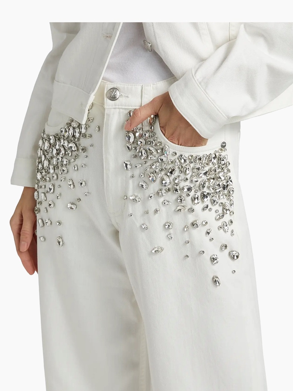 NWT Rag and Bone Andi Embellished High Rise Wide Leg Ankle Jean
